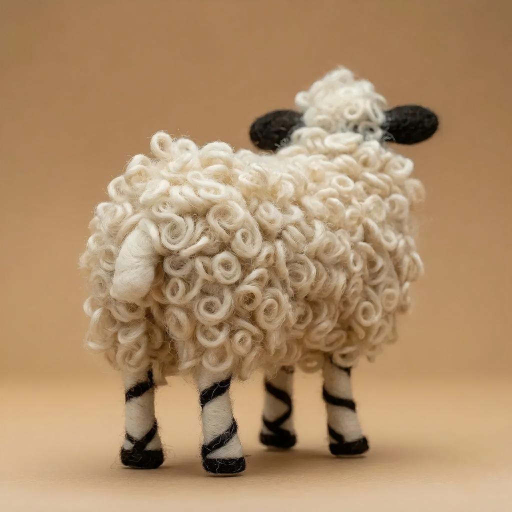 Felted Valais Blacknose Sheep Figurine