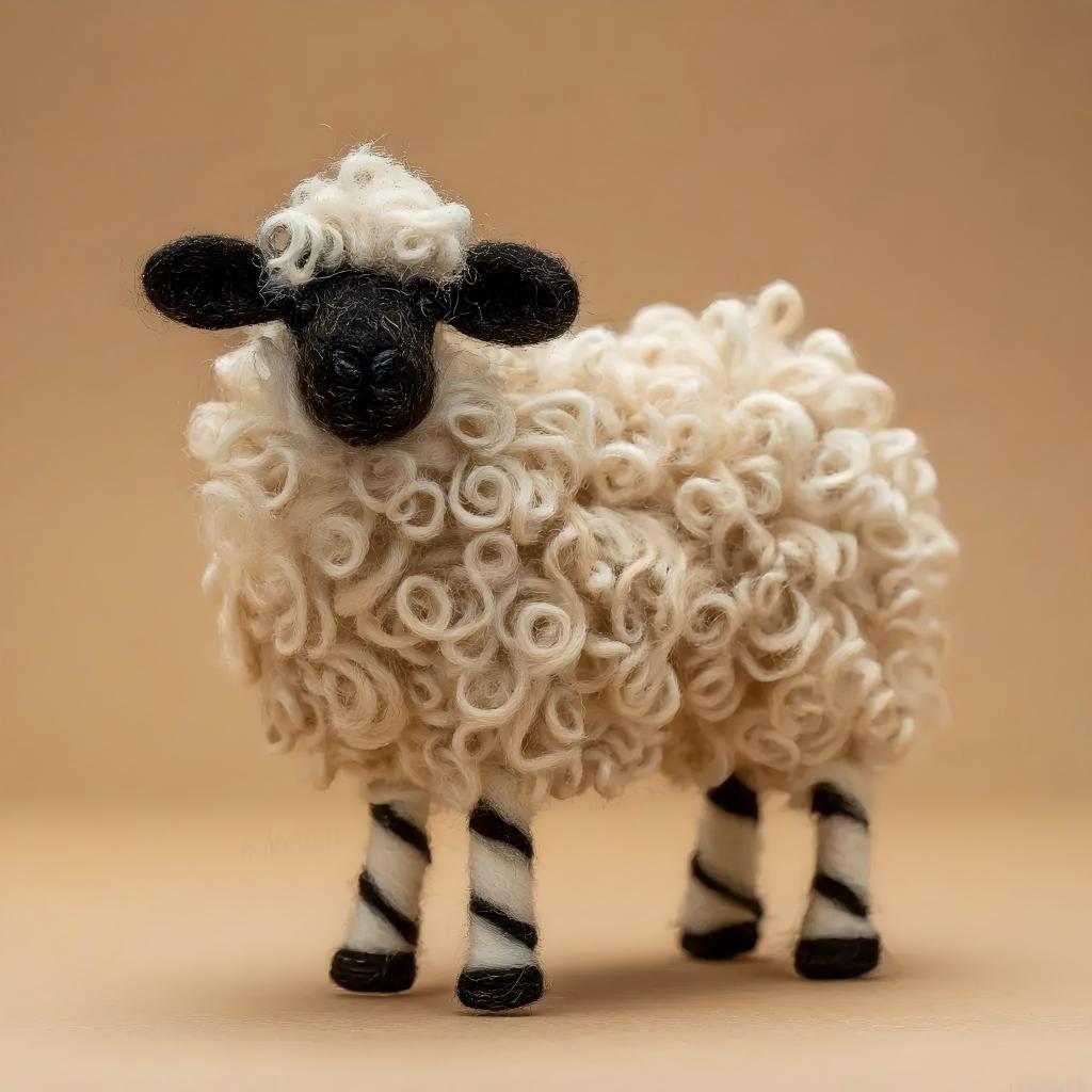 Felted Valais Blacknose Sheep Figurine