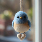Felted Bluebird of Happiness with Daisy Heart