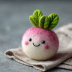 Felt Smiling Pink Radish Garden Figurine