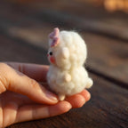 Felt Sweet Lamb Figurine with Pink Bow