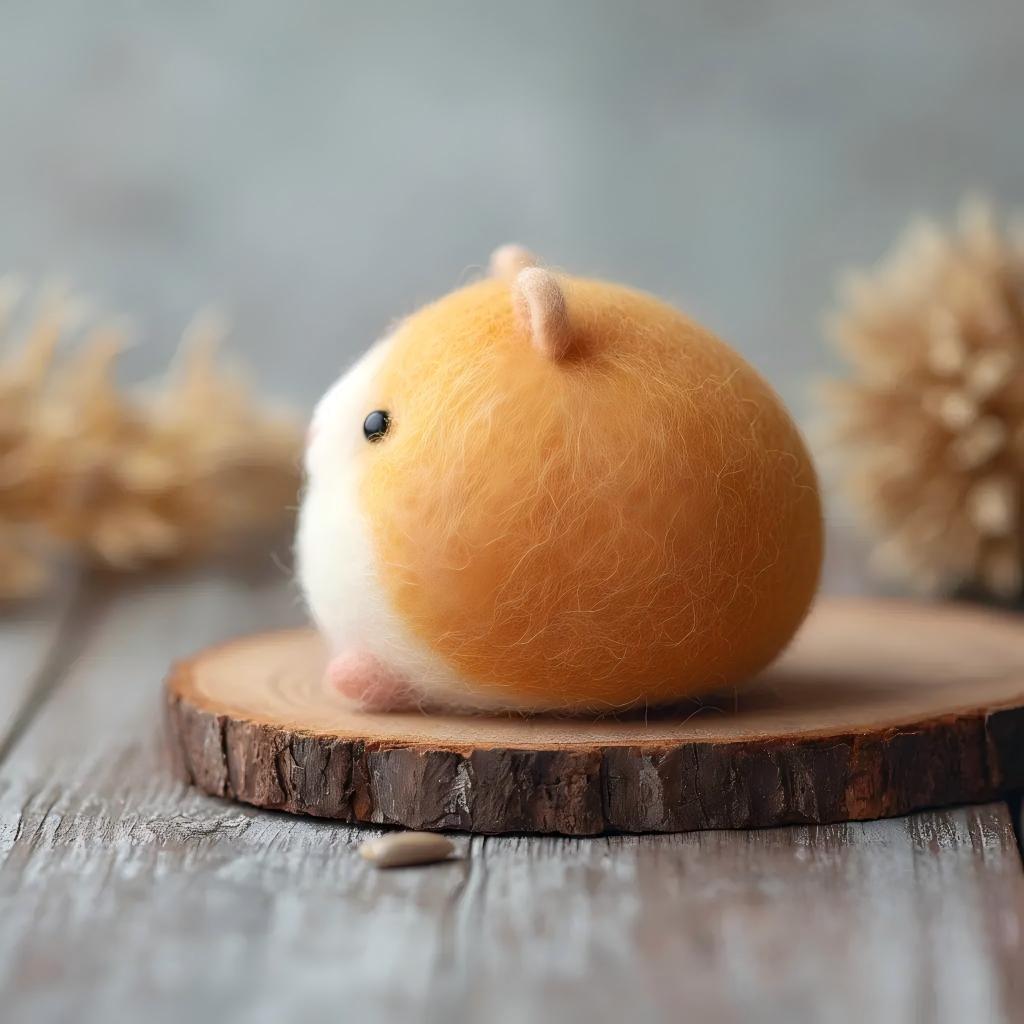 Felt Chubby Hamster Decorative Figurine