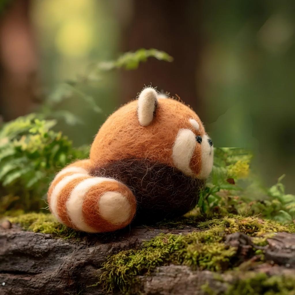 Felt Chubby Red Panda Decorative Figurine