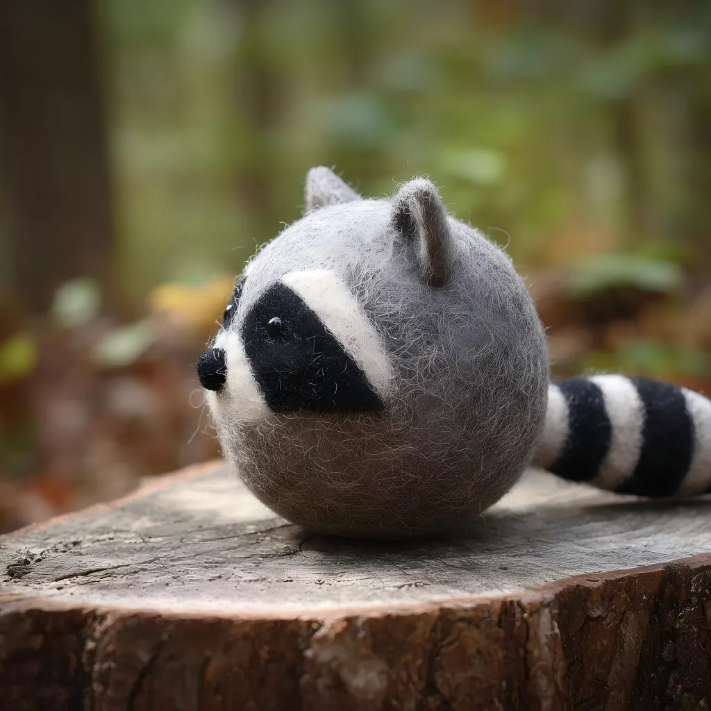Felt Chubby Raccoon Forest Decorative Figurine
