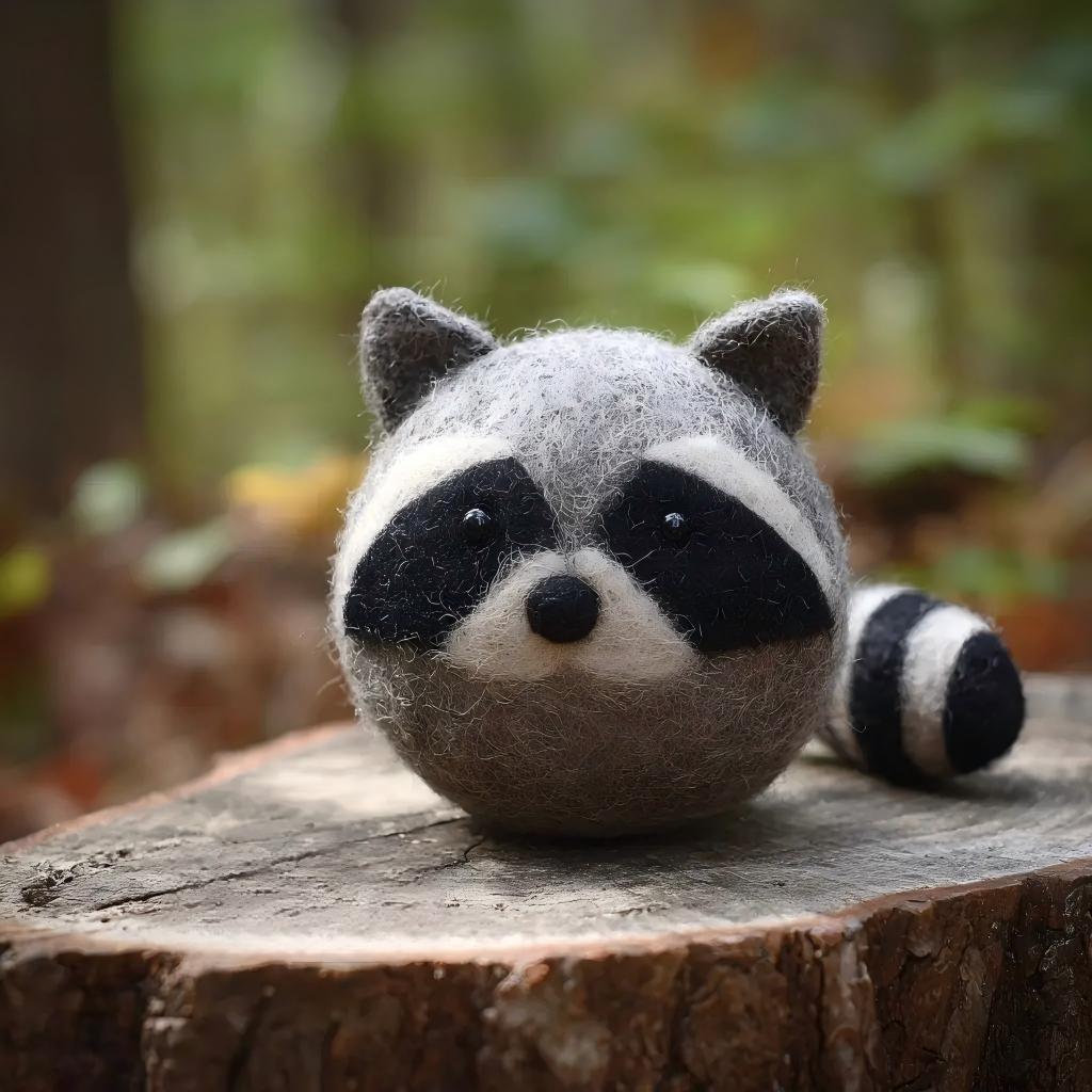 Felt Chubby Raccoon Forest Decorative Figurine