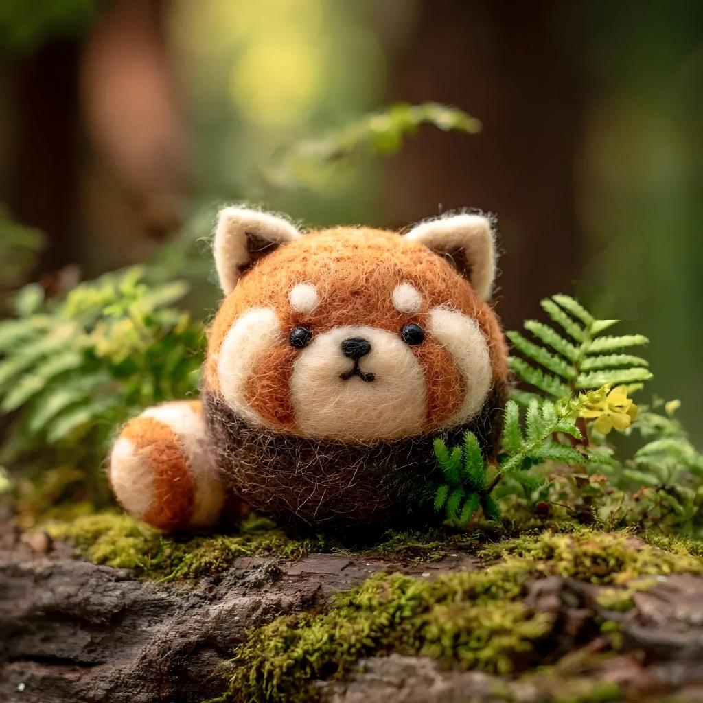 Felt Chubby Red Panda Decorative Figurine