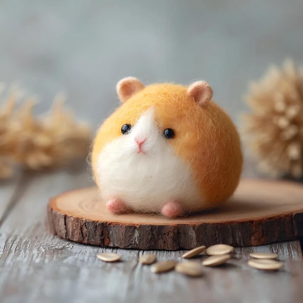 Felt Chubby Hamster Decorative Figurine