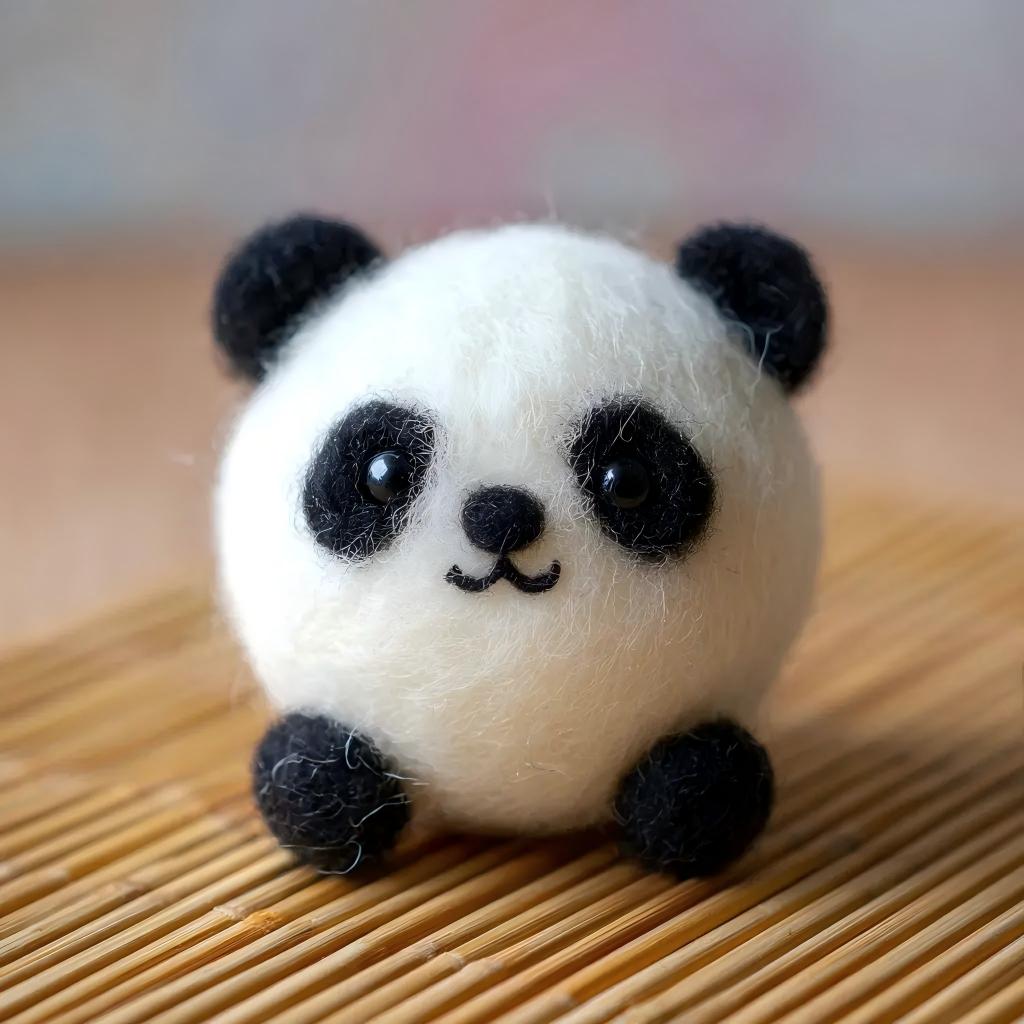 Felt Chubby Panda Figurine