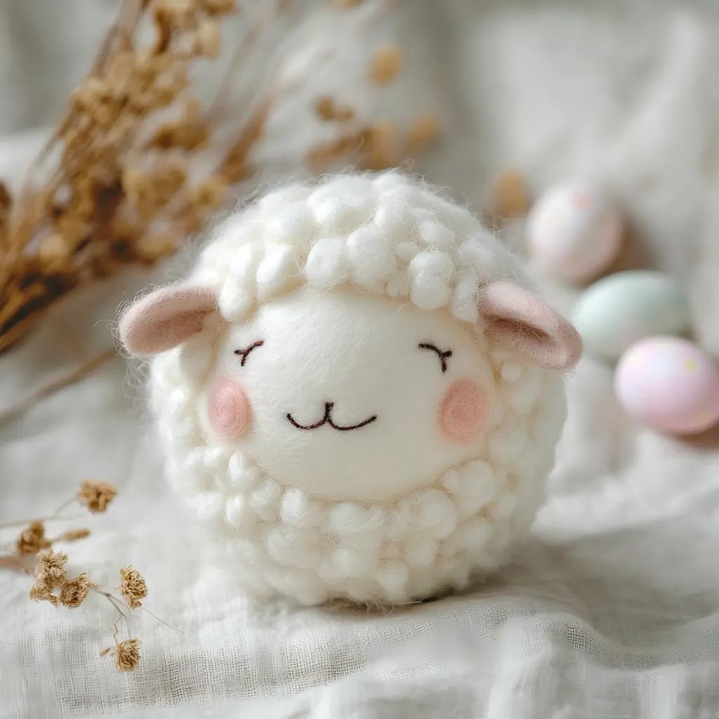 Felt Chubby Lamb Easter Decorative Figurine