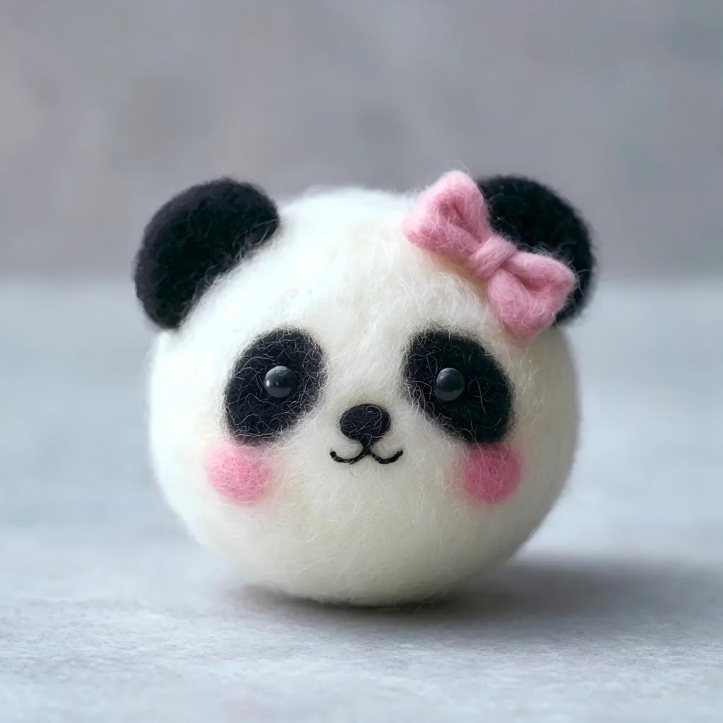 Felt Chubby Panda Figurine