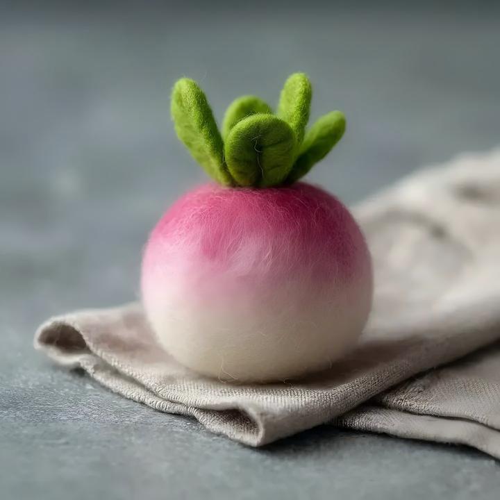 Felt Smiling Pink Radish Garden Figurine