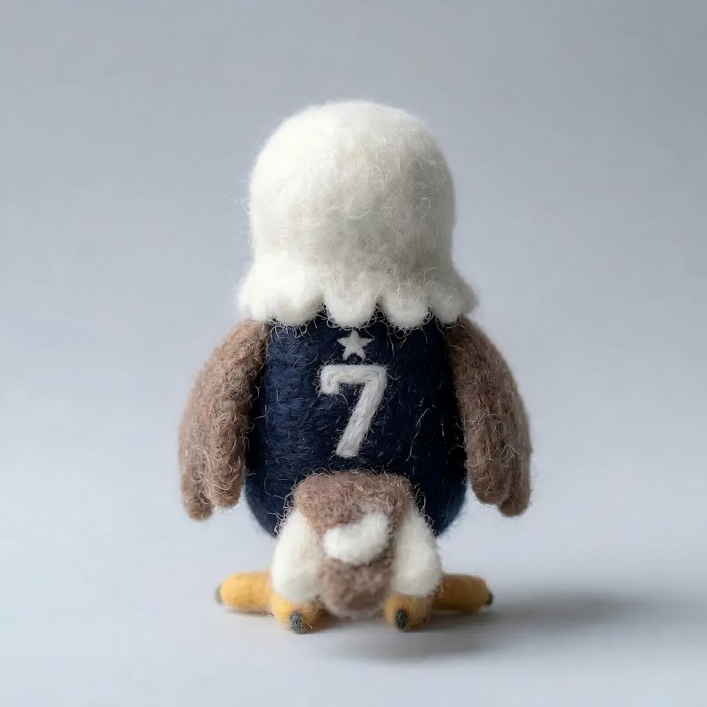 Felt Bald Eagle Soccer Player Figurine