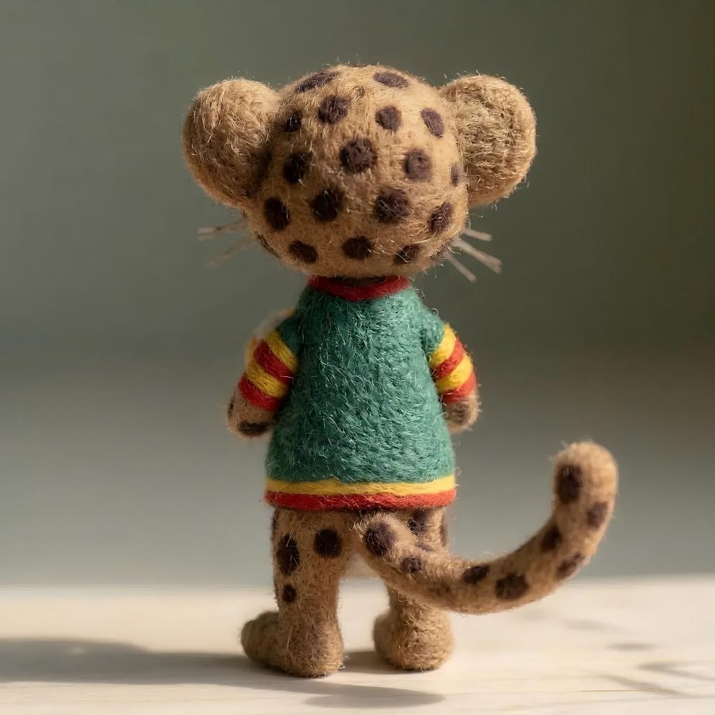 Felt Leopard Soccer Player Figurine