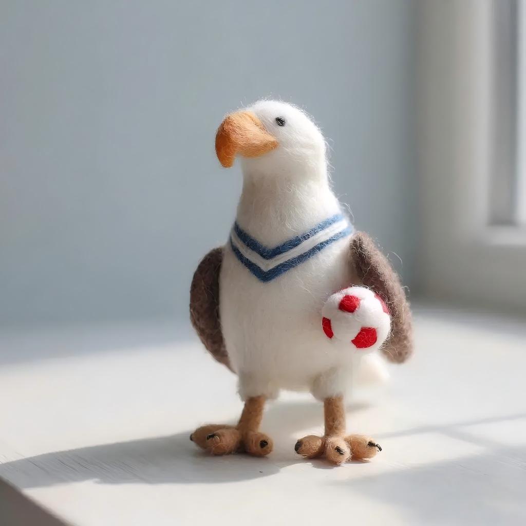 Felt Seagull Soccer Player Figurine