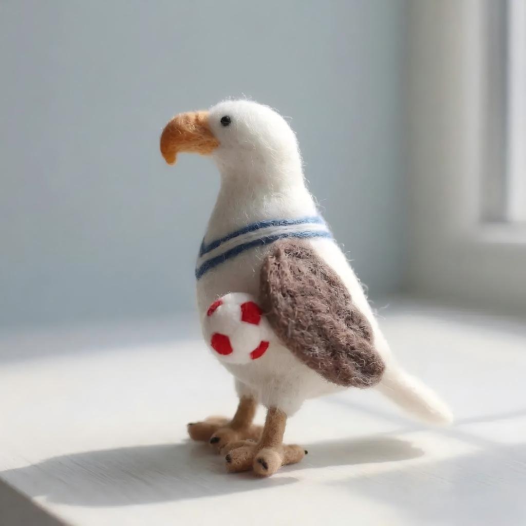 Felt Seagull Soccer Player Figurine