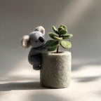 Handcrafted Wool Felt Koala and Potted Plant Figurine