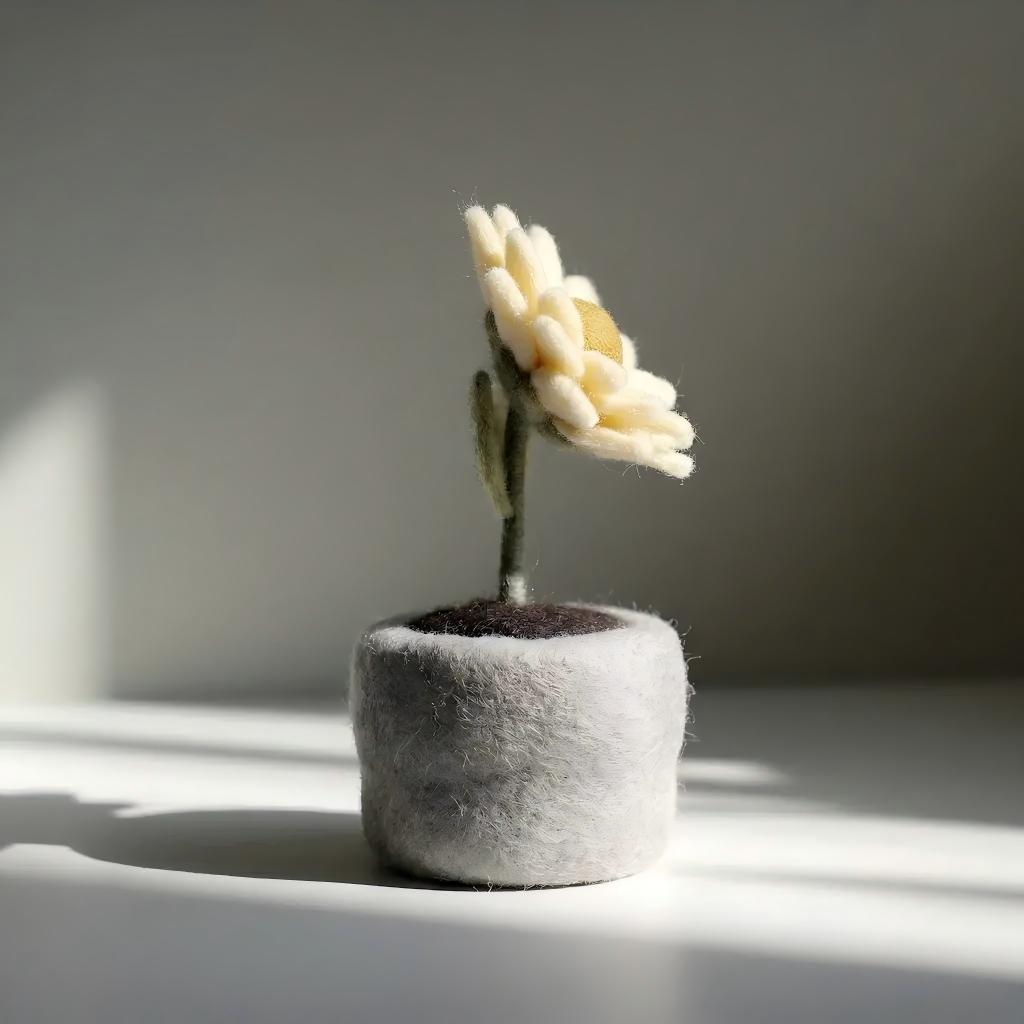 Handcrafted Wool Felt Potted Sunflower Figurine