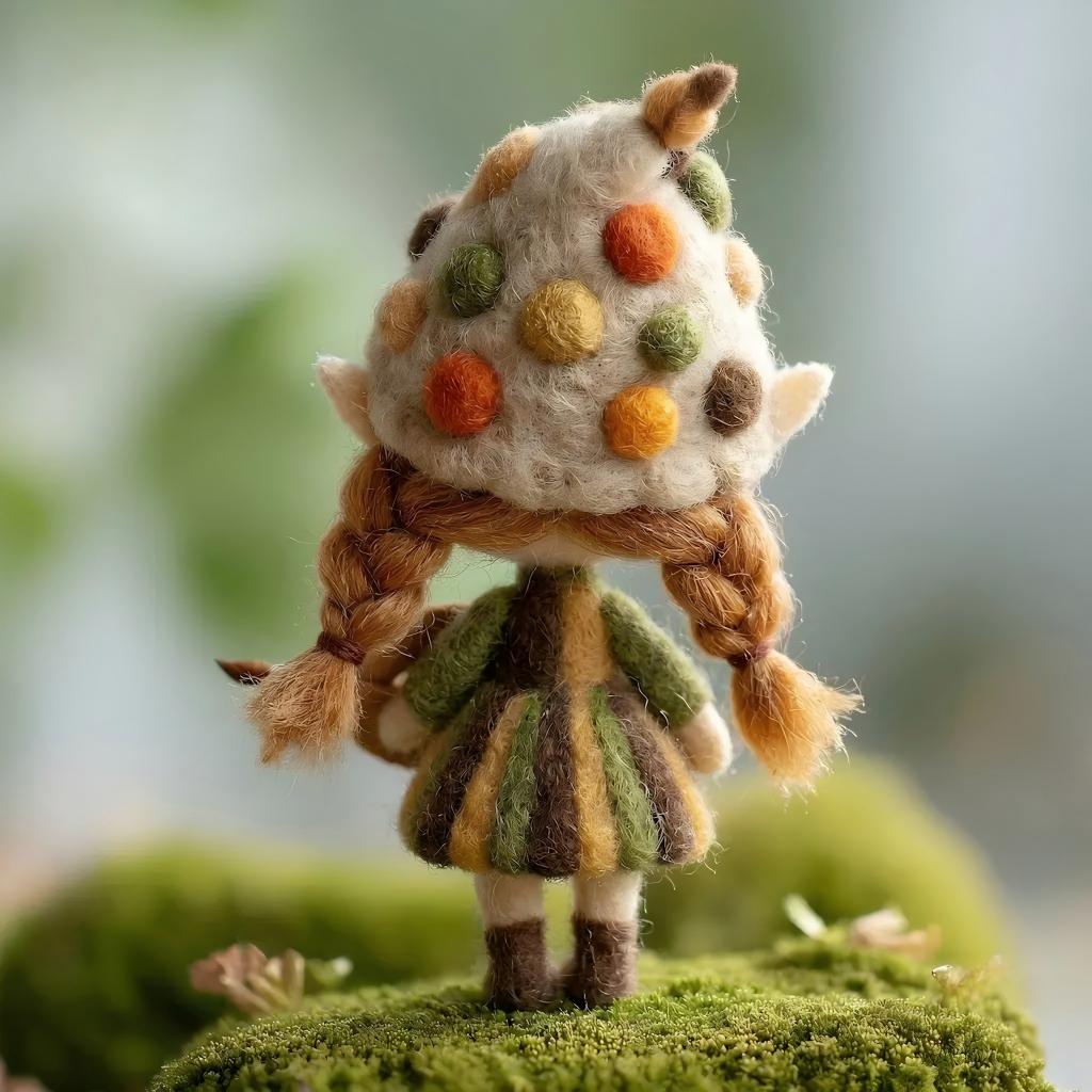 Handcrafted Wool Felt Artist Elf Girl Figurine