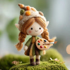Handcrafted Wool Felt Artist Elf Girl Figurine
