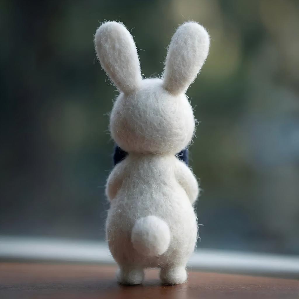 Handcrafted Felt Gentleman White Bunny Desk Figurine