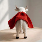 Handcrafted Felt Red Cape Warrior White Bull Desk Figurine