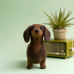 Handcrafted Wool Felt Dachshund Dog Figurine