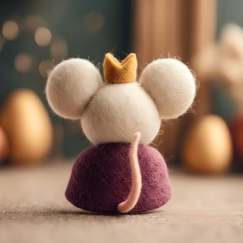 Felt Royal Mouse Prince with Crown and Ruff Collar