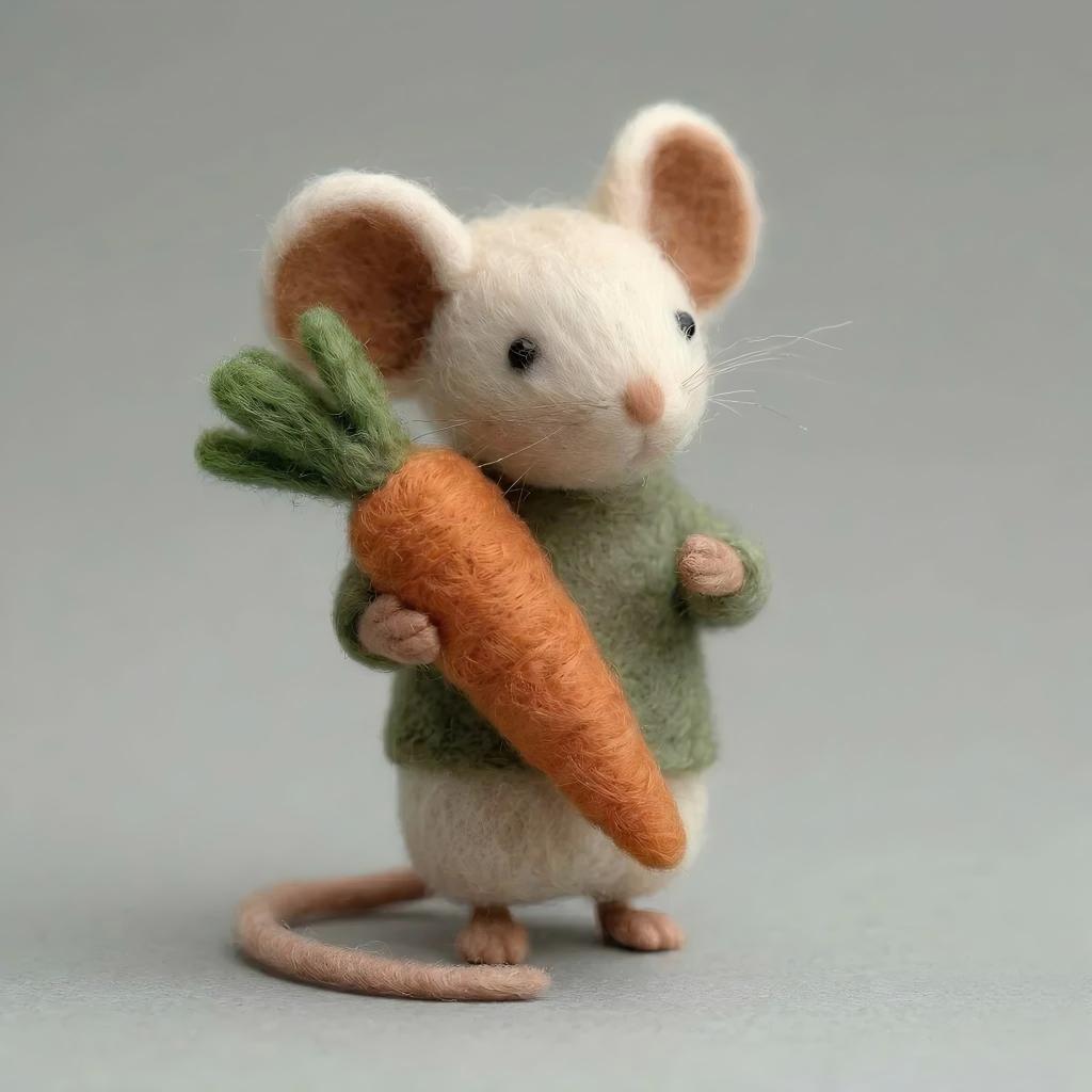Handcrafted Felt Mouse Set with Sweaters & Carrots