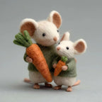 Handcrafted Felt Mouse Set with Sweaters & Carrots