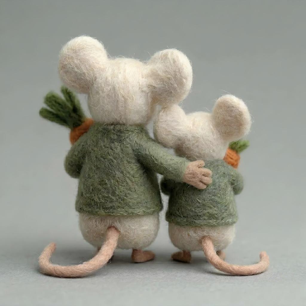 Handcrafted Felt Mouse Set with Sweaters & Carrots