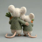 Handcrafted Felt Mouse Set with Sweaters & Carrots