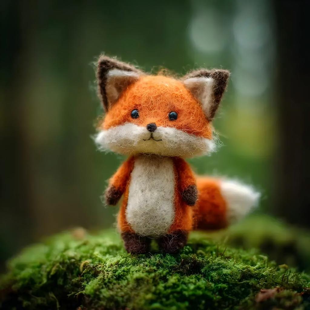 Handcrafted Wool Felt Curious Fox Figurine