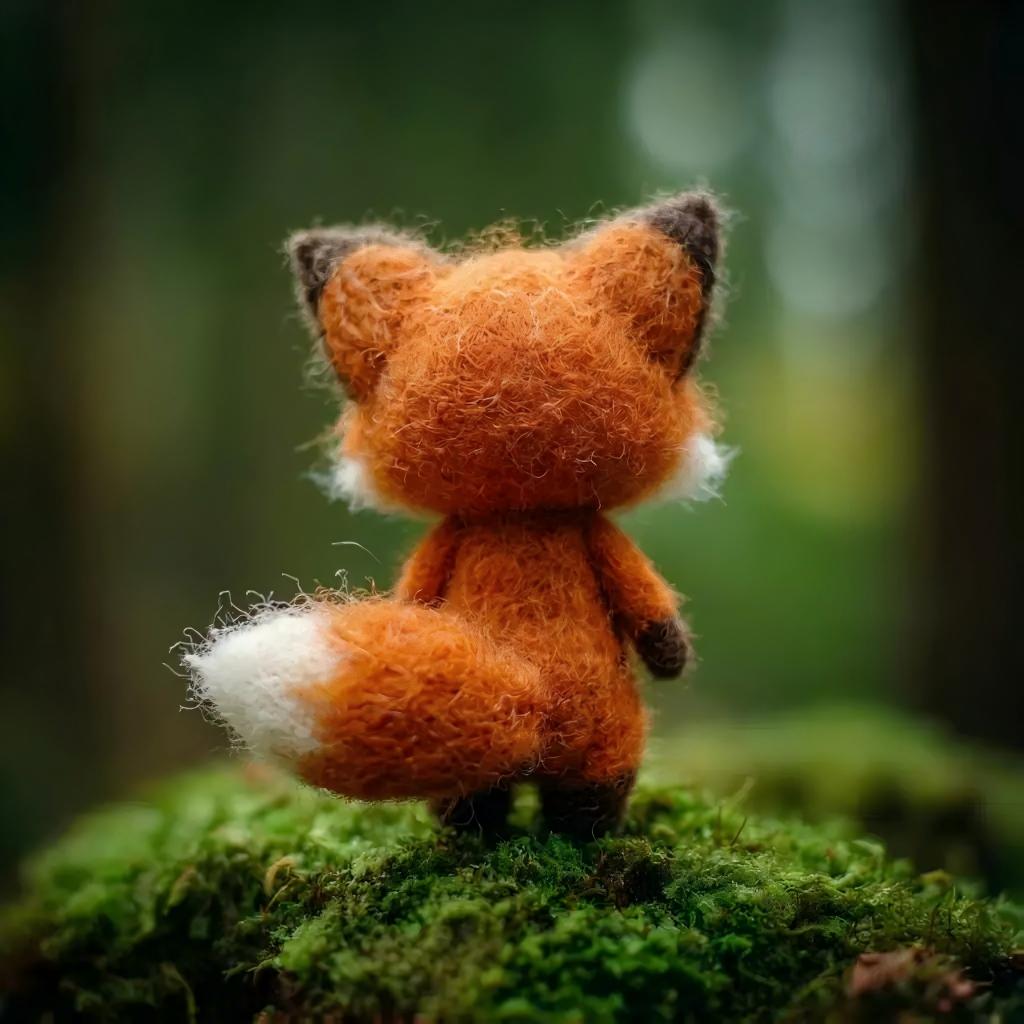 Handcrafted Wool Felt Curious Fox Figurine