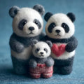 Handcrafted Wool Felt Panda Family Figurine Set