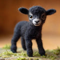 Felt Black Lamb Figurine